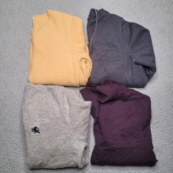 4pc WOOL Sweaters Lot Crafts Cutter Flaws Holes Upcycle Fabric DIY - Picture 1 of 5